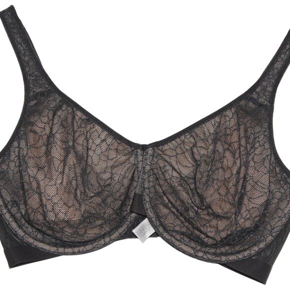 Wacoal Black Lace Detail Unlined Underwire Bra Size 34DDD - Picture 3 of 6